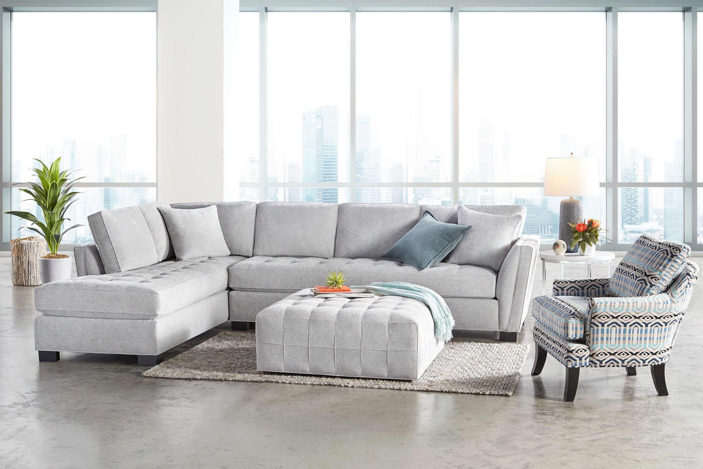 Illusions Grey 2-Piece Sectional With Left Arm Facing Chaise -Furniture Serie Shop 262132